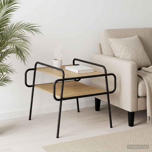 Sofabord i sonoma-eg 50 x 50 x 51 cm med 2 hylder