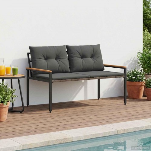 Udendørs 2-personers havebænk i polyrattan 116 x 67,5 x 72 cm - mørkegrå
