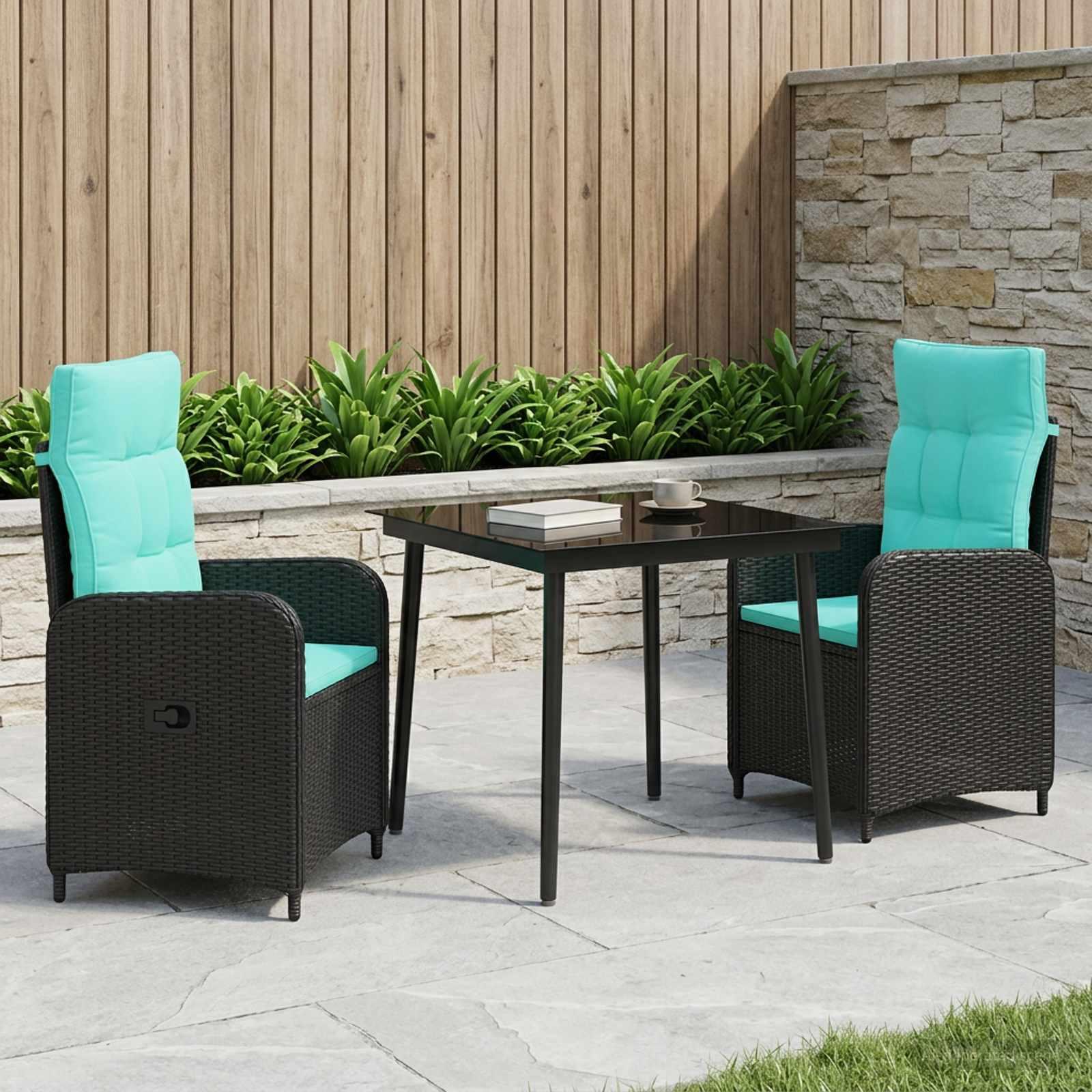 Sofabord sæt 3 stk. i PE rattan og pulverlakeret stål til terrasse