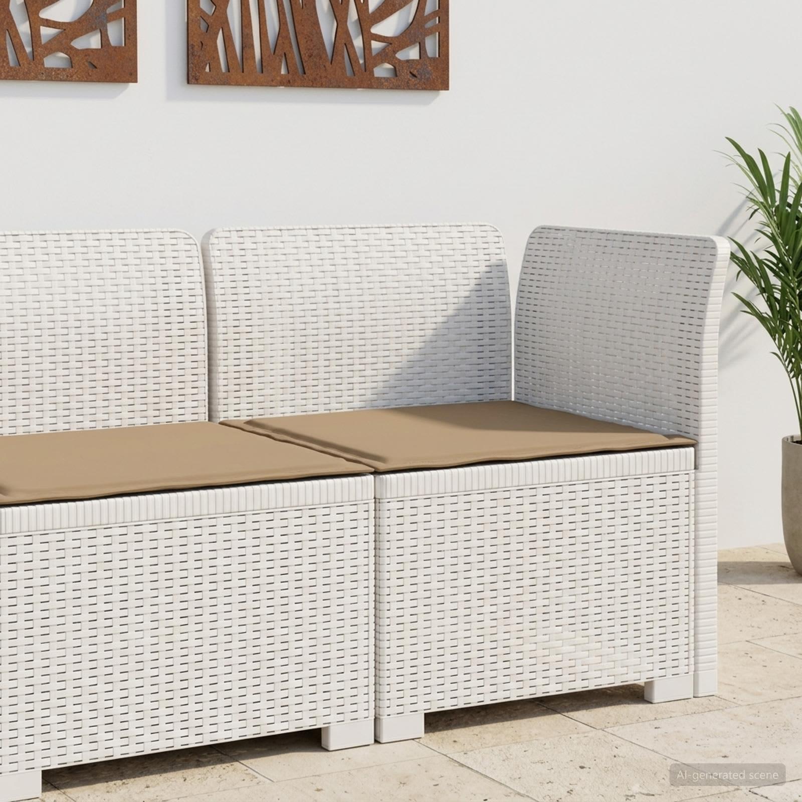 vidaXL 1-personers Havemøbelsofa med Pude Rattan Look PP Hvid