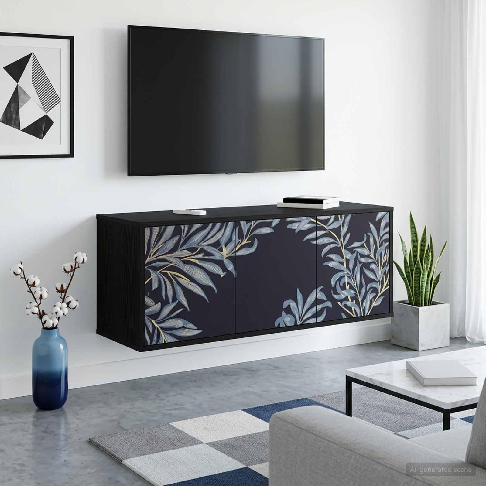 Væghængt TV-skab DOKKUM 102 x 33 x 40 cm sort eg