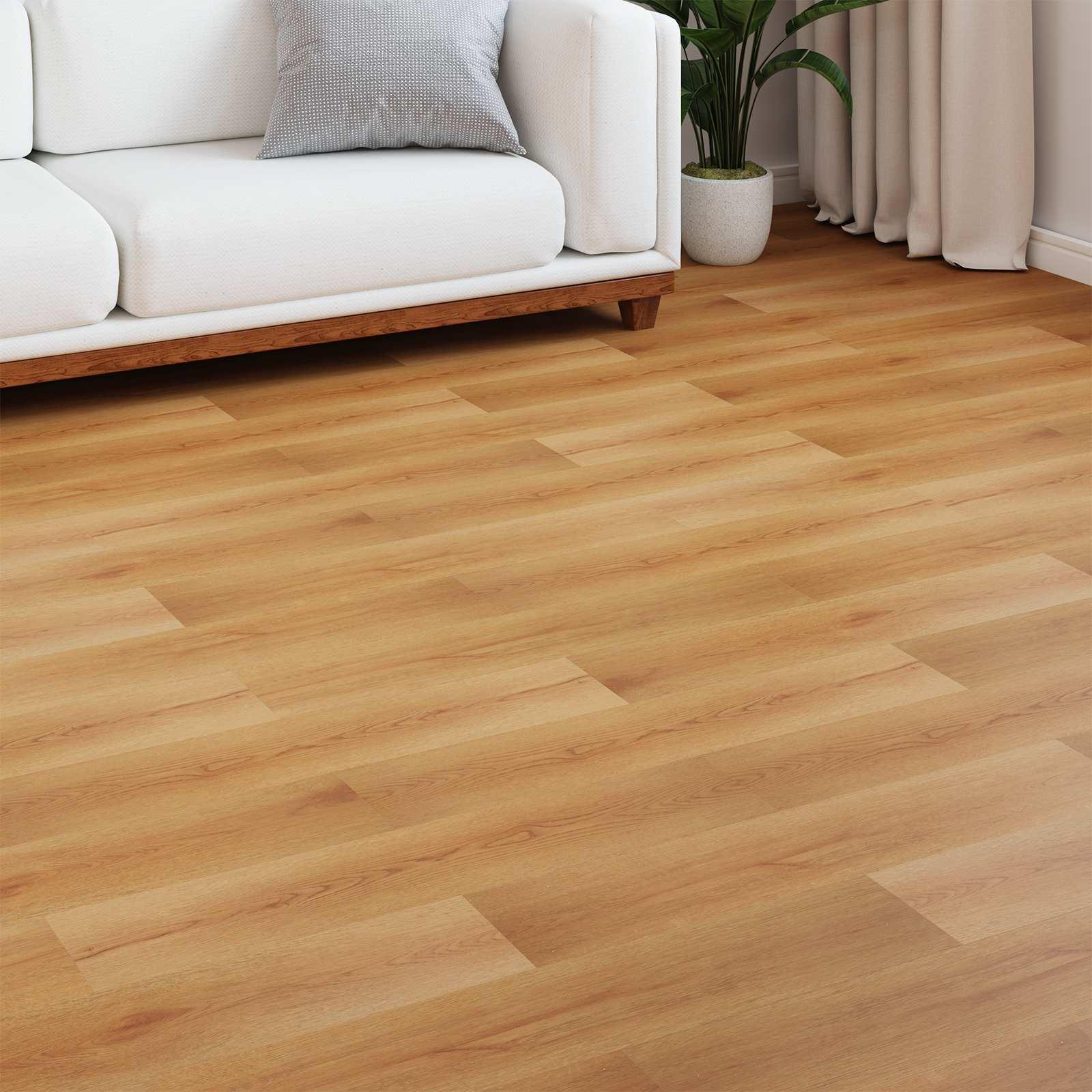 Laminatgulv lys beige 101 x 20 x 0,8 cm 5 stk. i konstrueret træ