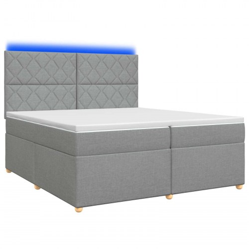 Boxspring seng med madras og topmadras 200 x 200 cm - lysegrå stof