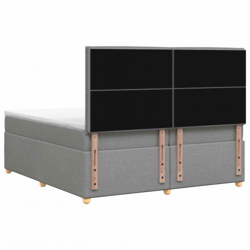 Boxspring seng med madras og topmadras 200 x 200 cm - lysegrå stof