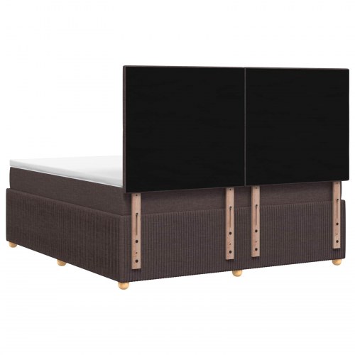 Boksmadras seng med topmadras 140 x 190 cm mørk brun stof