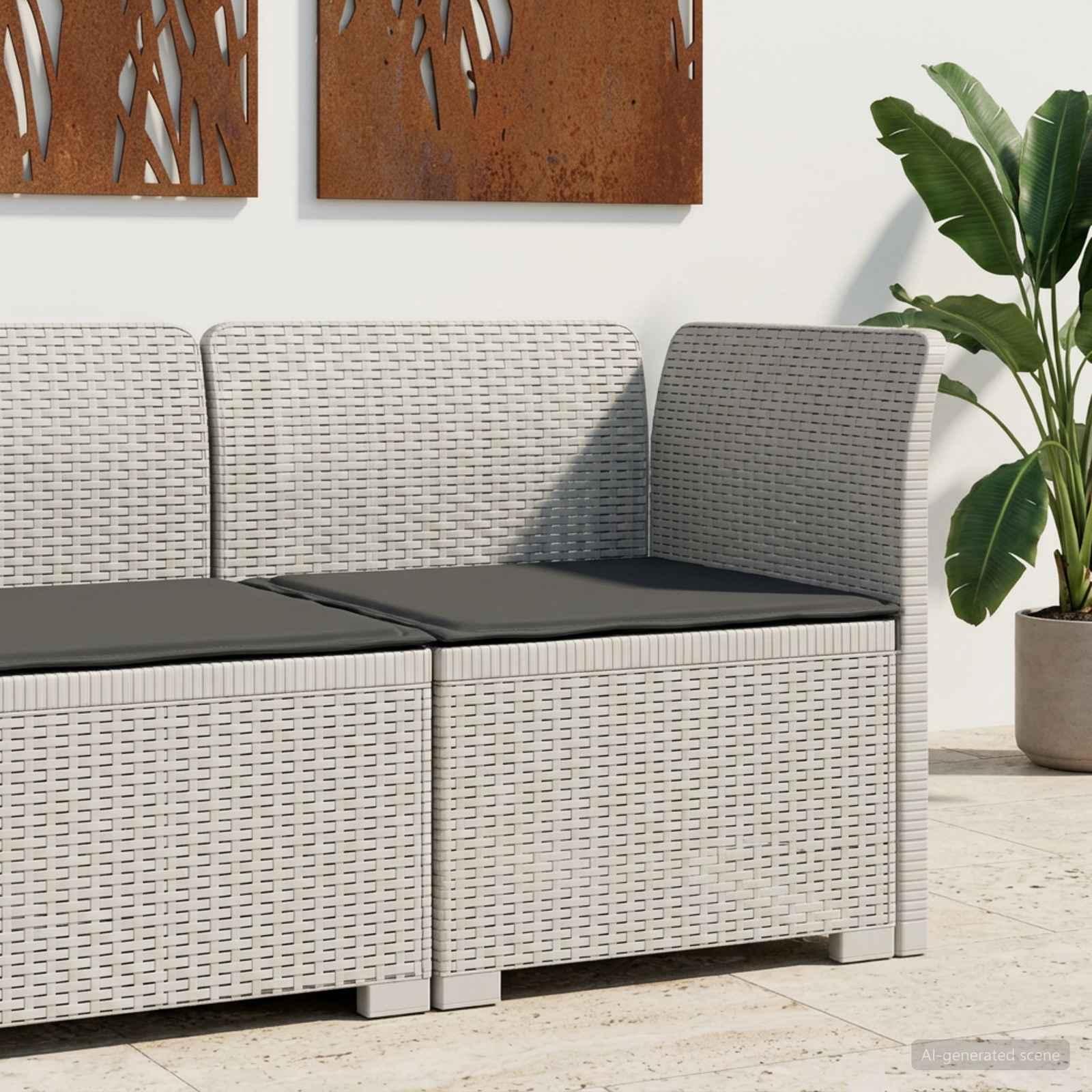 1-personers havemøbelsofa i rattan look med pude, hvid/antracit