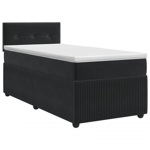 Boksmadrasseng med topmadras og justerbar hovedgavl 100 x 200 cm - sort fløjl