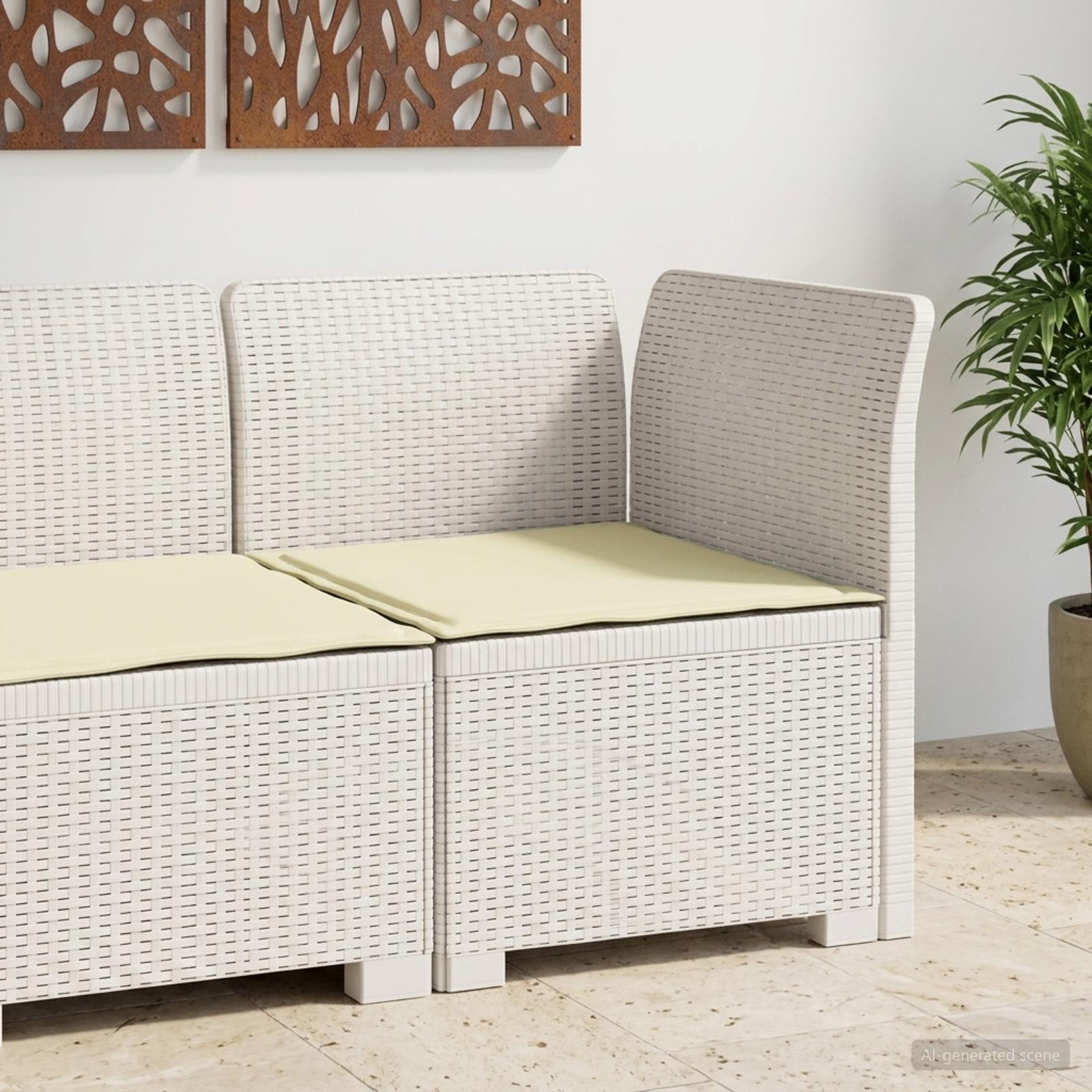 vidaXL 1-personers Havemøbelsofa med Pude Rattan Look PP Hvid
