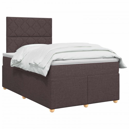 Boxmadras med topmadras 120 x 200 cm - mørk brun stof
