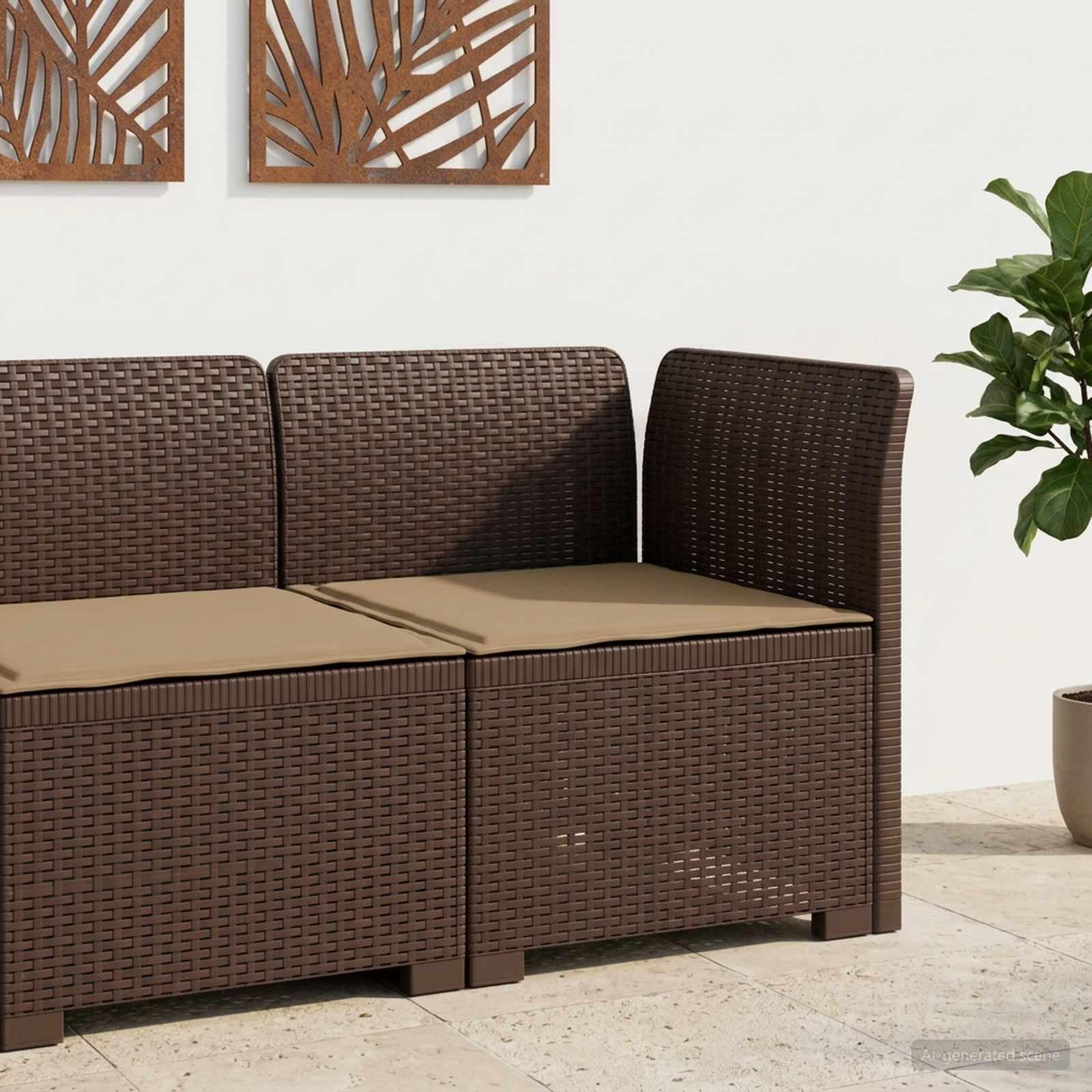 vidaXL 1-personers Havemøbelsofa med Pude Rattan Look PP Brun