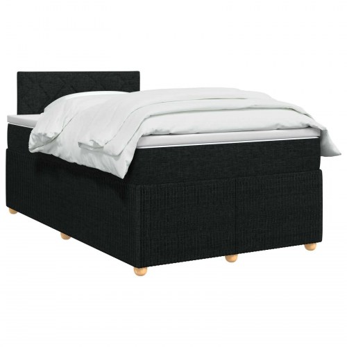 Boxmadras seng med topmadras og hovedgærde 120 x 200 cm sort stof
