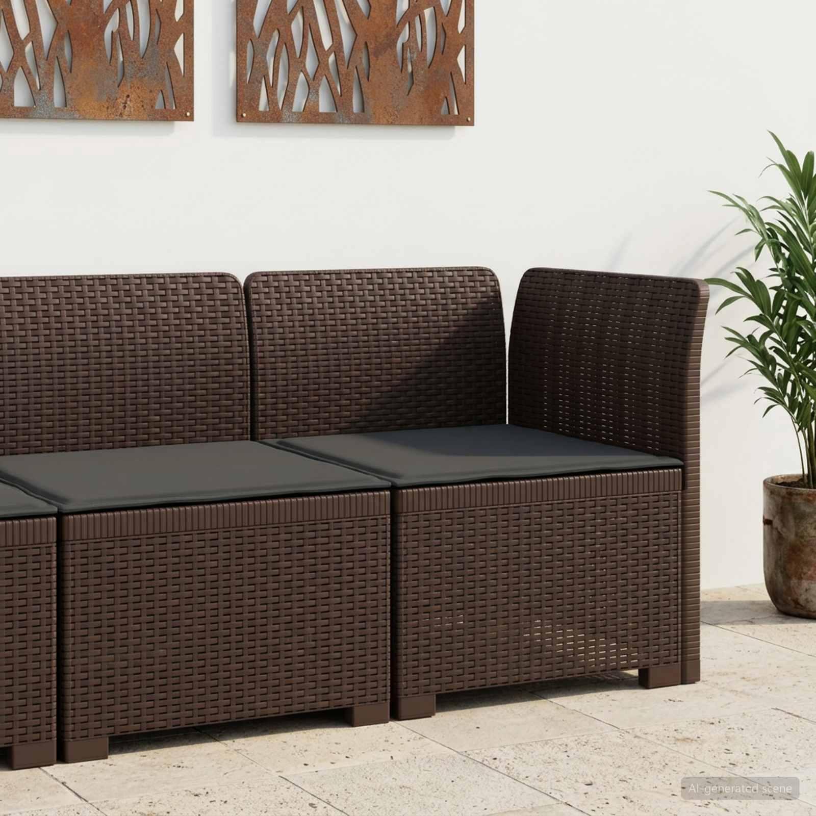 vidaXL 1-personers Havemøbelsofa med Pude Rattan Look PP Brun