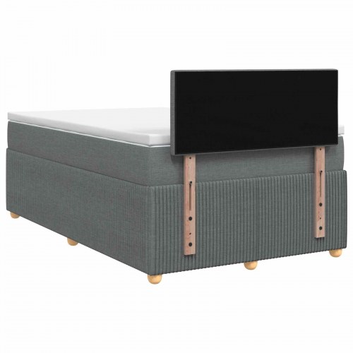 Boxmadras seng med topmadras og LED Mørkegrå 120 x 200 cm