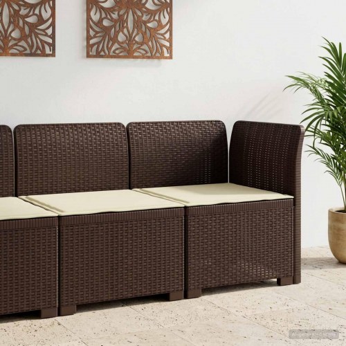 1-personers havemøbelsofa med pude i rattan-look PP - brun/creme