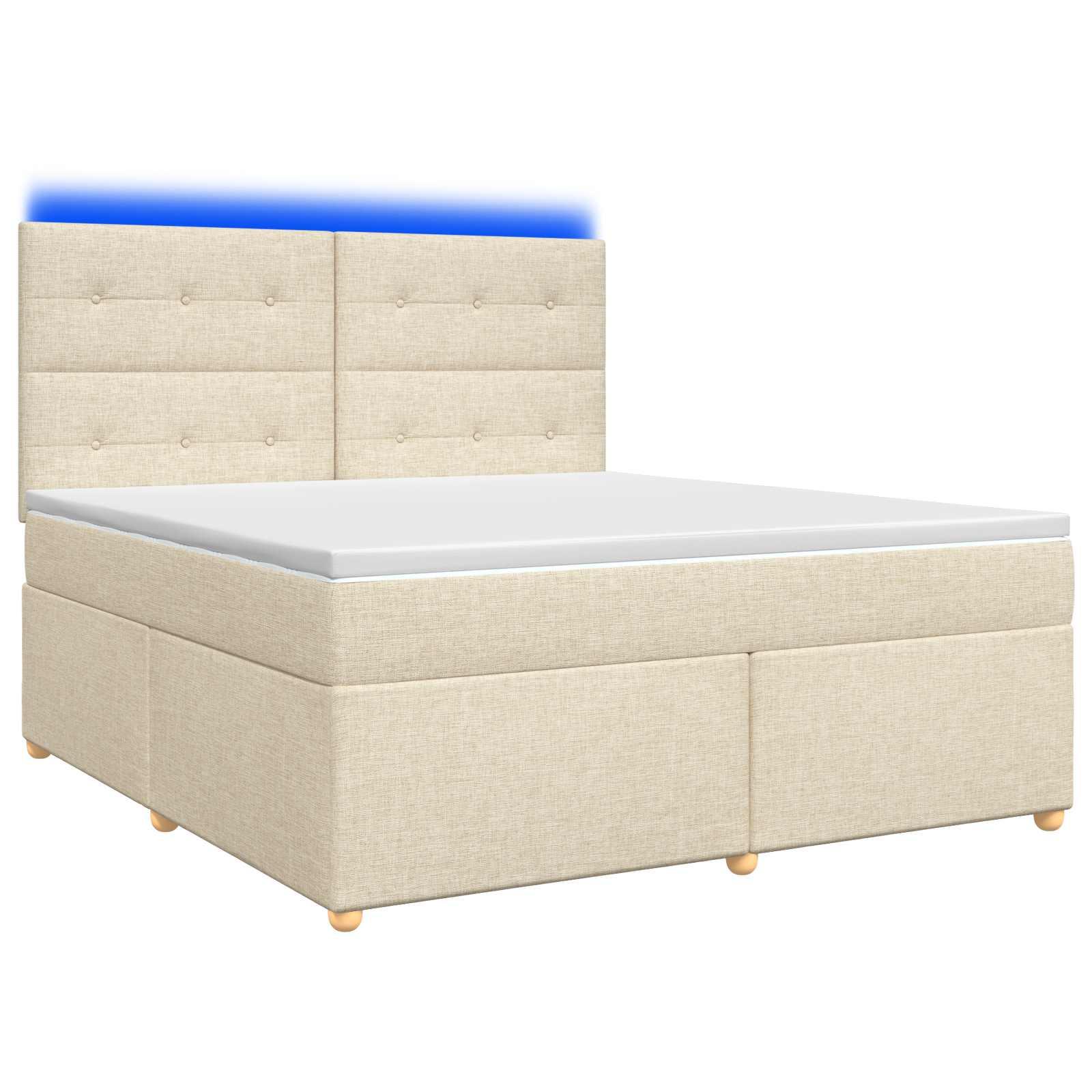 Boxspring seng med madras og topmadras 180 x 200 cm cremefarvet stof