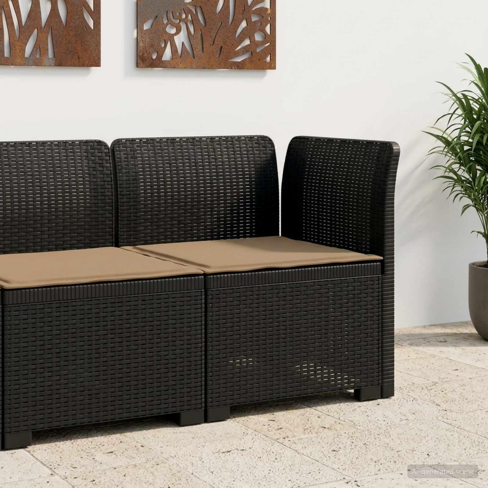 vidaXL 1-personers Havemøbelsofa med Pude Rattan Look PP Antracit