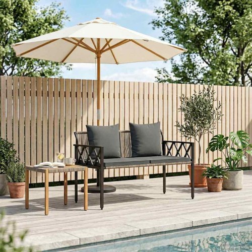 Udendørs 2-personers havebænk i polyrattan 116 x 56 x 75 cm grå