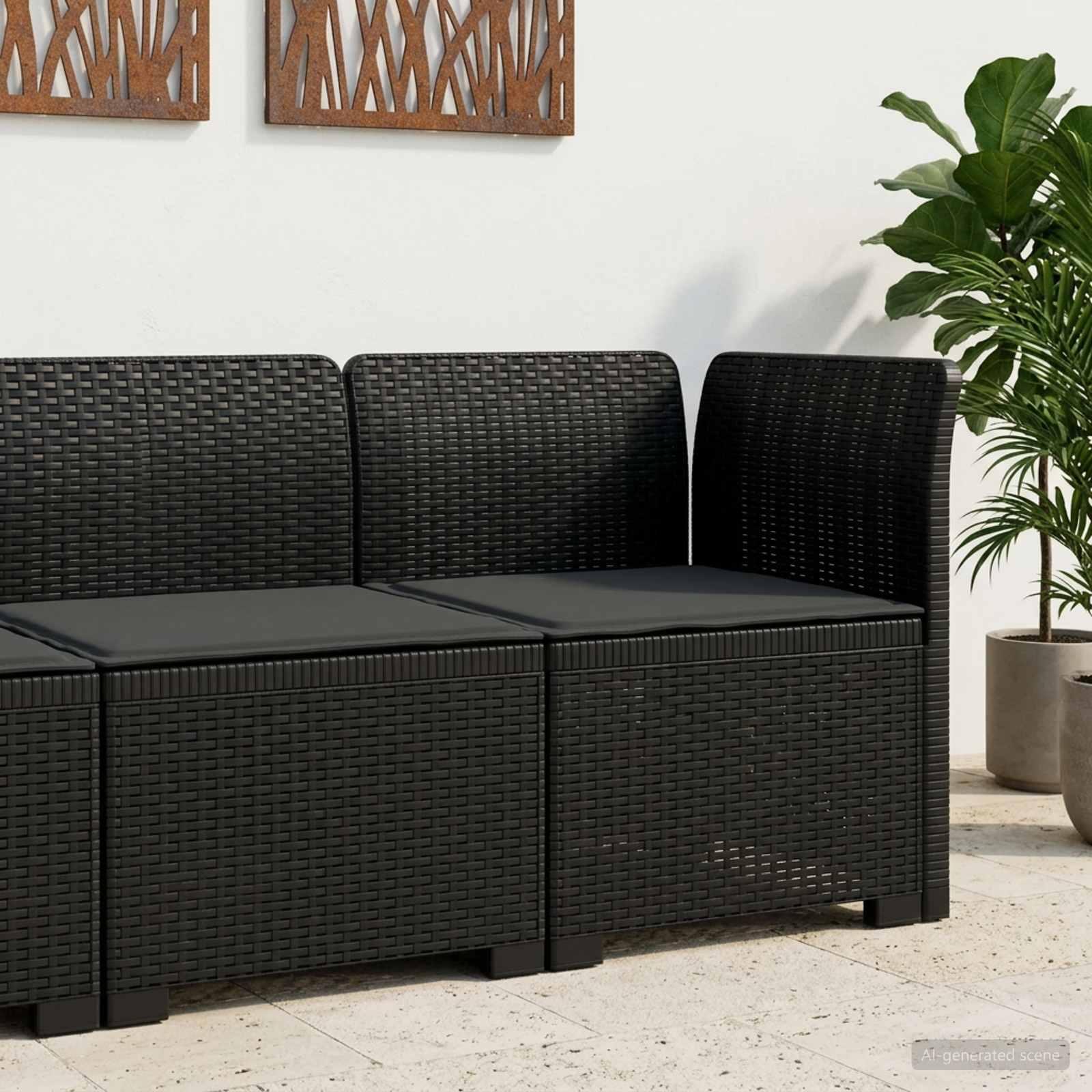 vidaXL 1-personers Havemøbelsofa med Pude Rattan Look PP Antracit