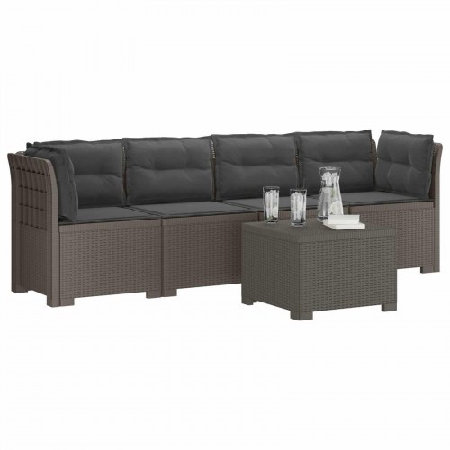 4-personers have-sofa loungesæt i rattan-look PP med puder - lysegrå