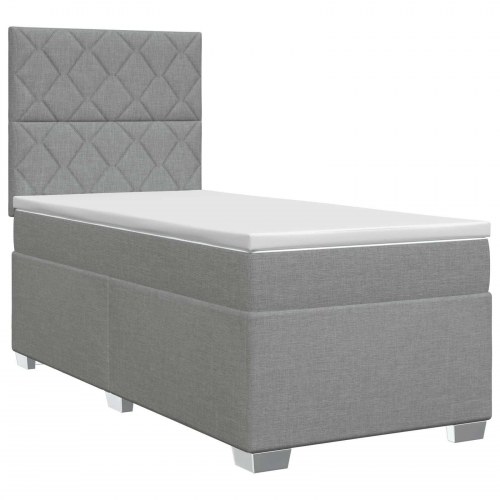 Boxmadras med topmadras 100 x 200 cm lysegrå stof
