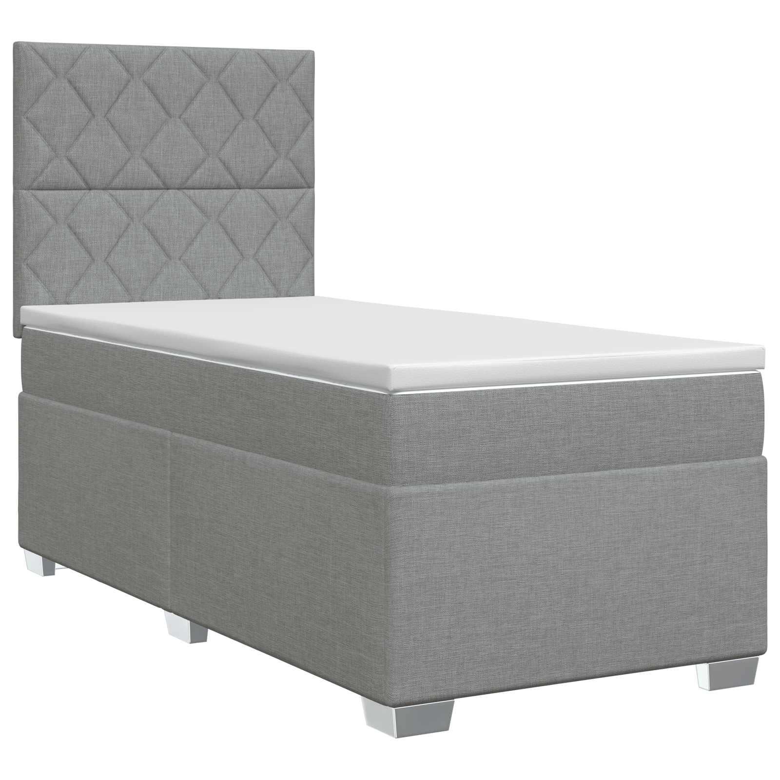 Boxmadras med topmadras 100 x 200 cm lysegrå stof