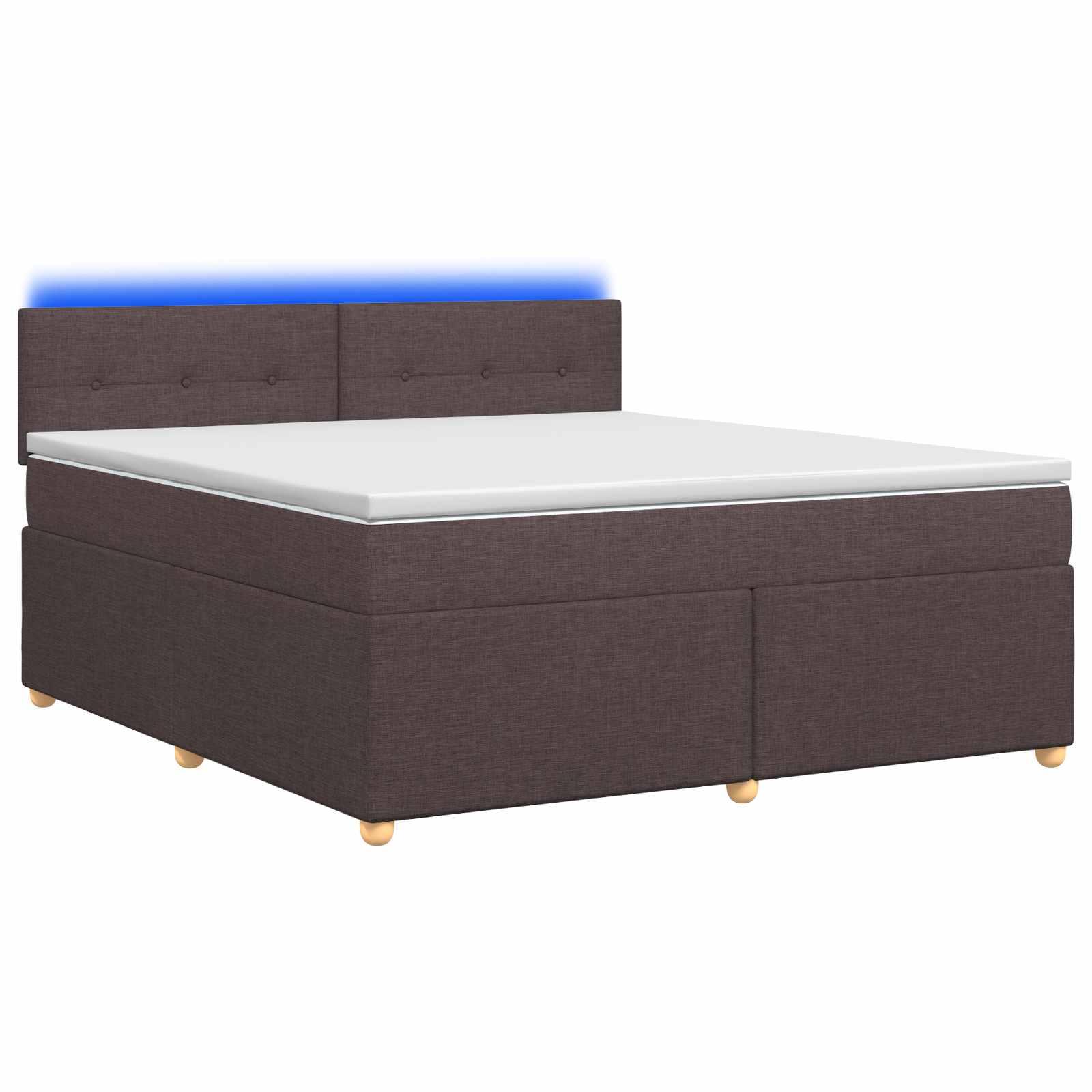 Boksmadrasseng med madras og topmadras 160 x 200 cm mørk brun stof