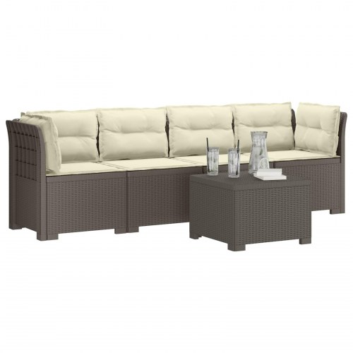 4-personers have-sofa loungesæt i rattan-look PP lysegrå