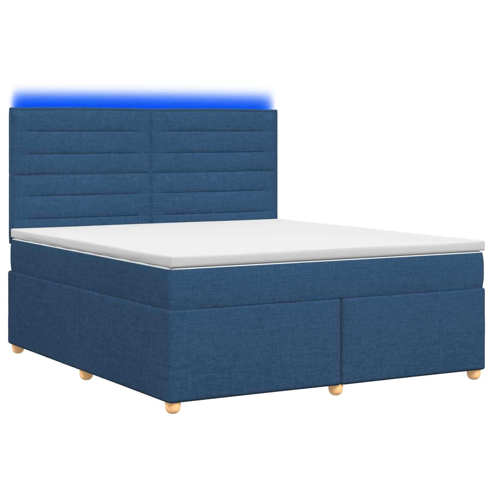 Boxspring seng med madras, topmadras og hovedgærde 180 x 200 cm - blå stof
