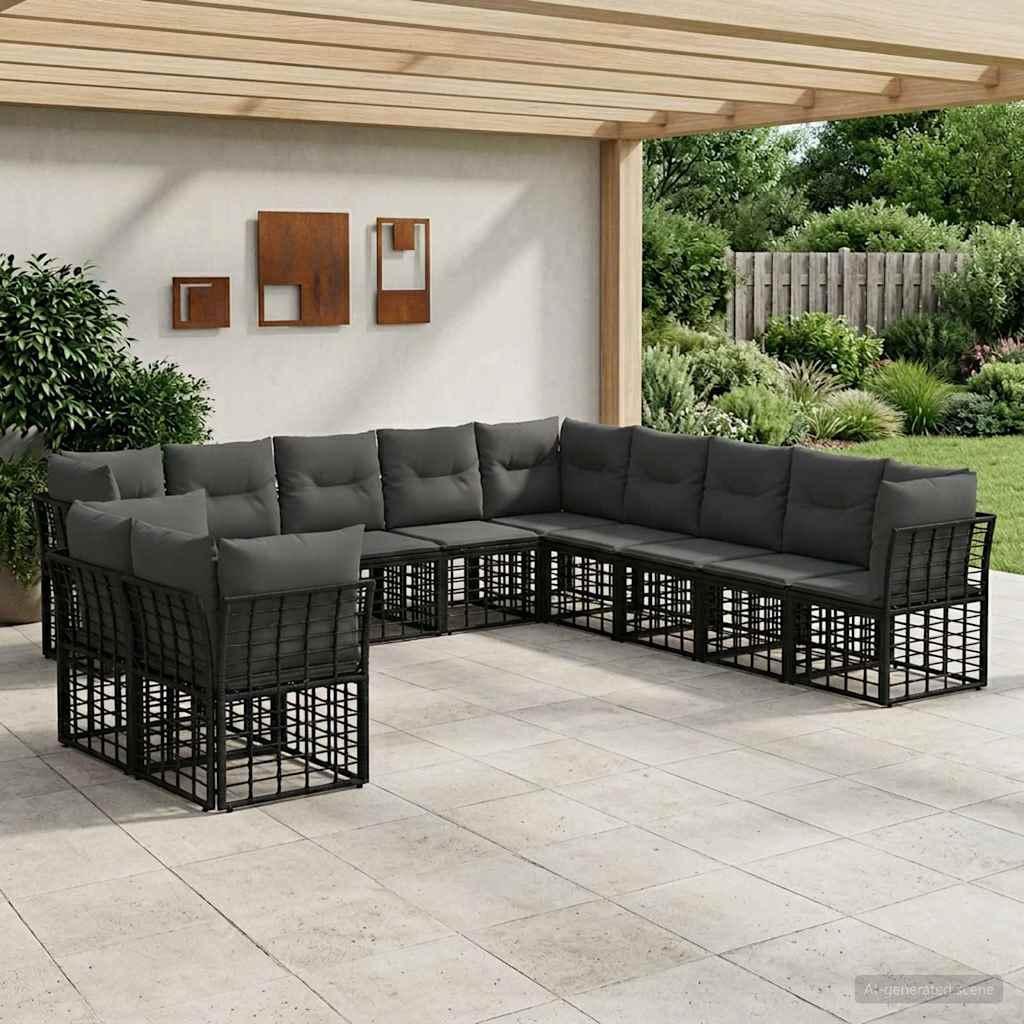 Udendørs sofagruppe modulsofa til have og terrasse sort
