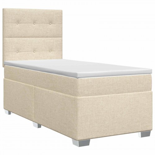 Boxmadras med topmadras 100 x 200 cm cremefarvet stof