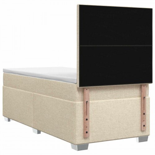 Boxmadras med topmadras 100 x 200 cm cremefarvet stof