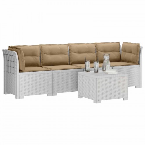 4-personers have-sofa i rattan-look med puder, hvid