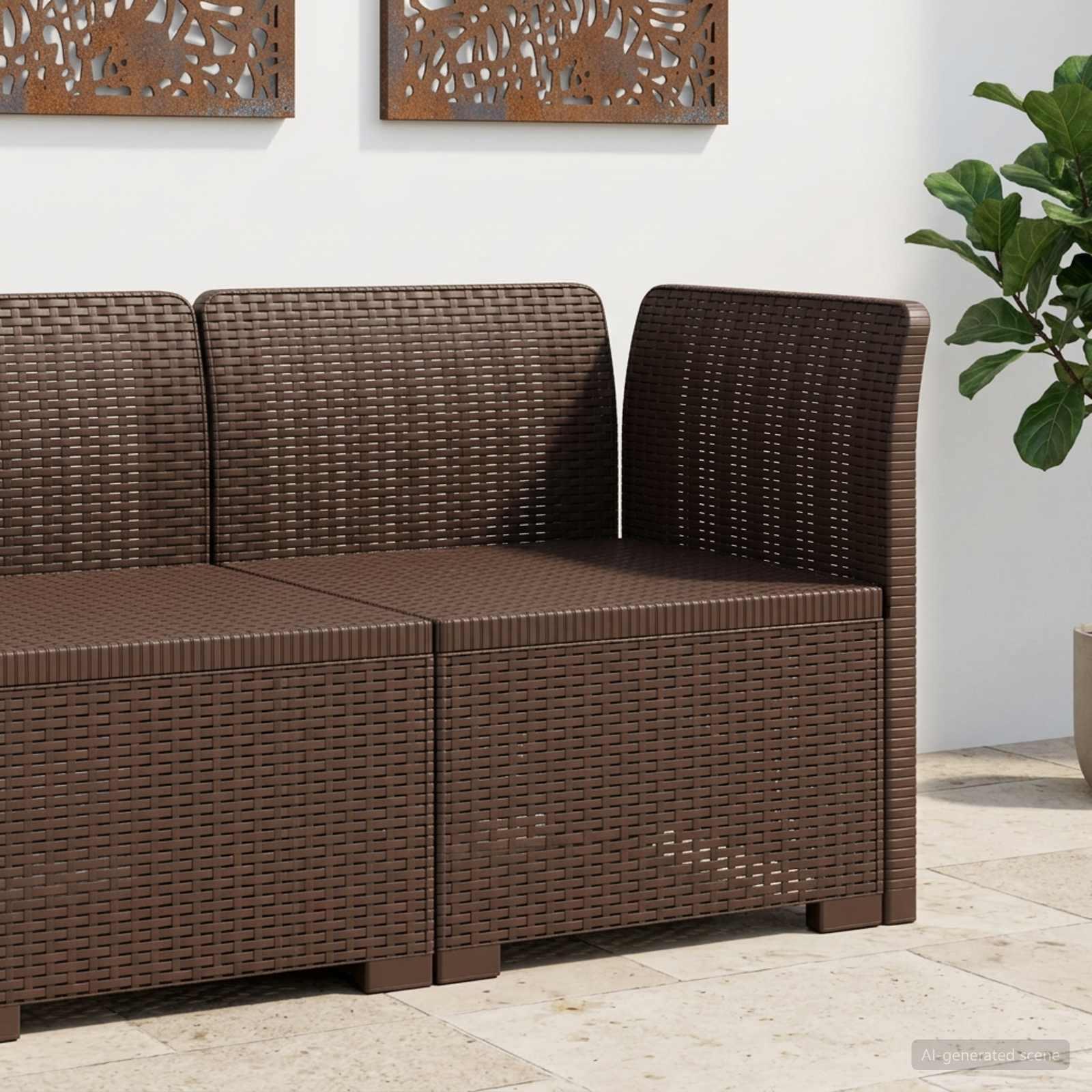 vidaXL 1-personers Havemøbelsofa Rattan Look PP Brun