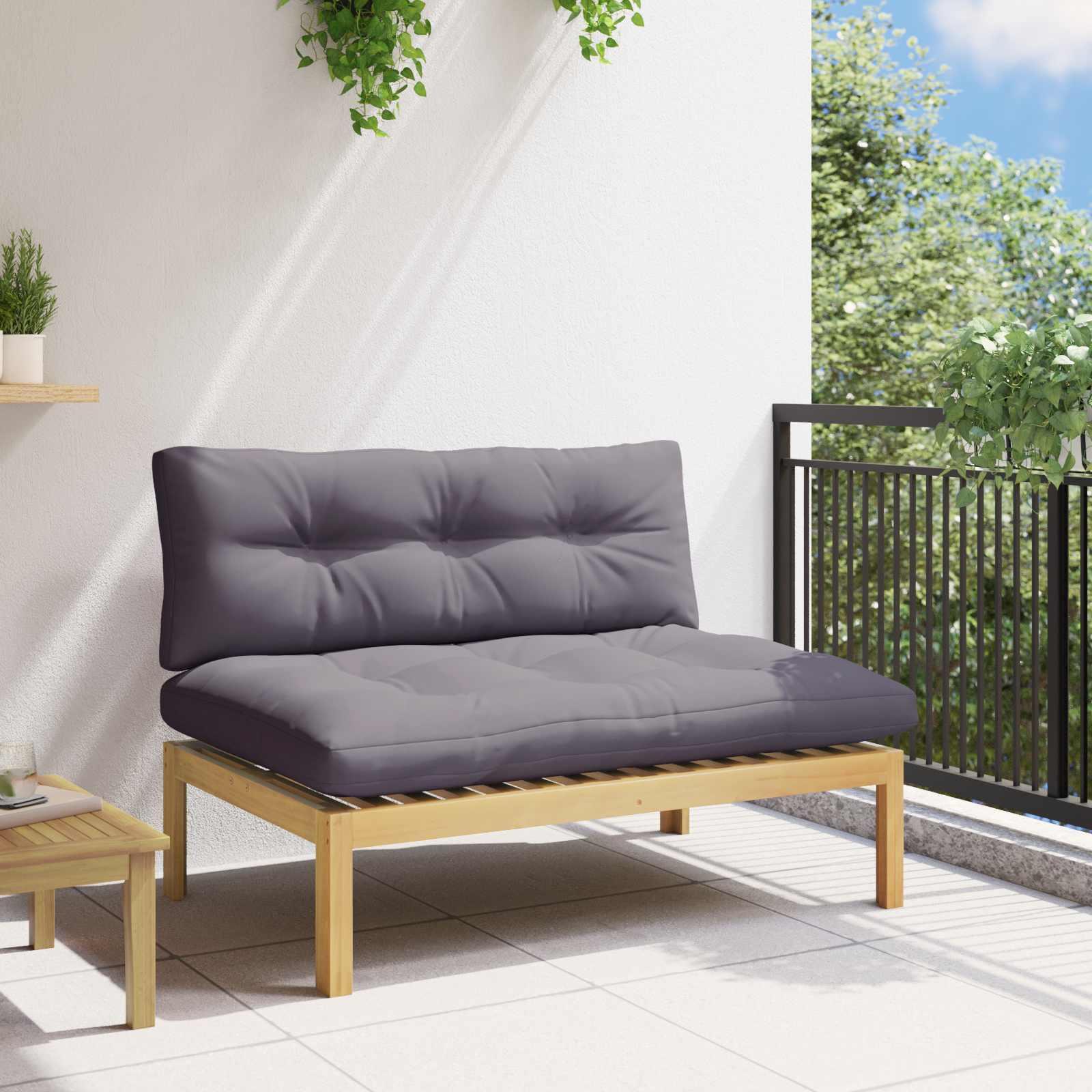 Midter sofa enhed i akacietræ med mørkegrå puder - lys akacie