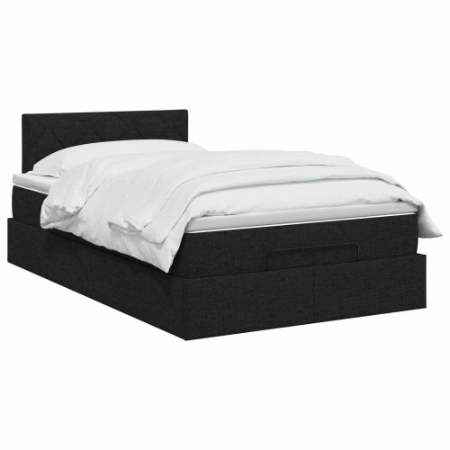 Ottoman seng med opbevaring og madras 120 x 200 cm sort stof