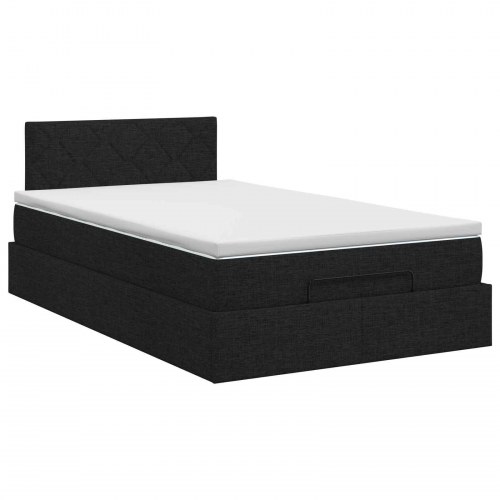 Ottoman seng med opbevaring og madras 120 x 200 cm sort stof