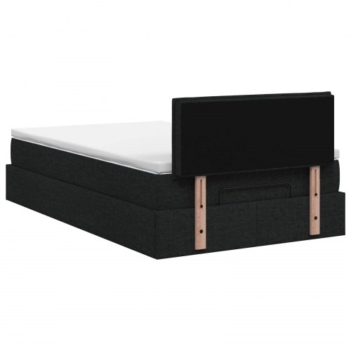 Ottoman seng med opbevaring og madras 120 x 200 cm sort stof