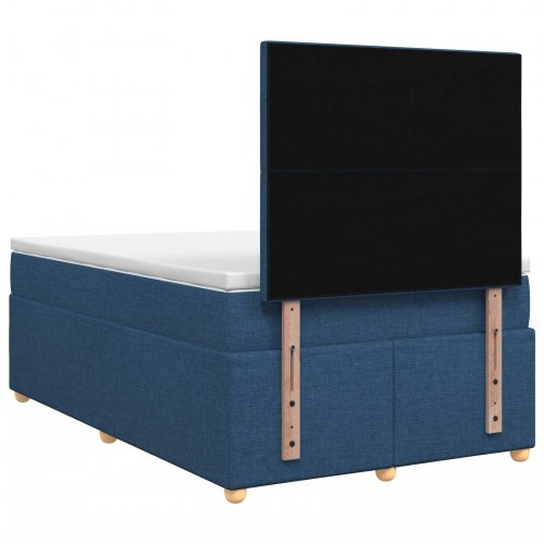 Boxmadras seng med topmadras og hovedgærde 120 x 190 cm - blå stof