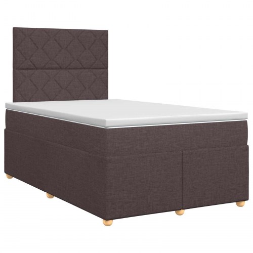 Boxmadras med topmadras og justerbar hovedgavl 120 x 190 cm - mørk brun