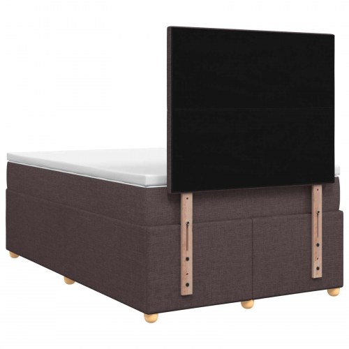 Boxmadras med topmadras og justerbar hovedgavl 120 x 190 cm - mørk brun