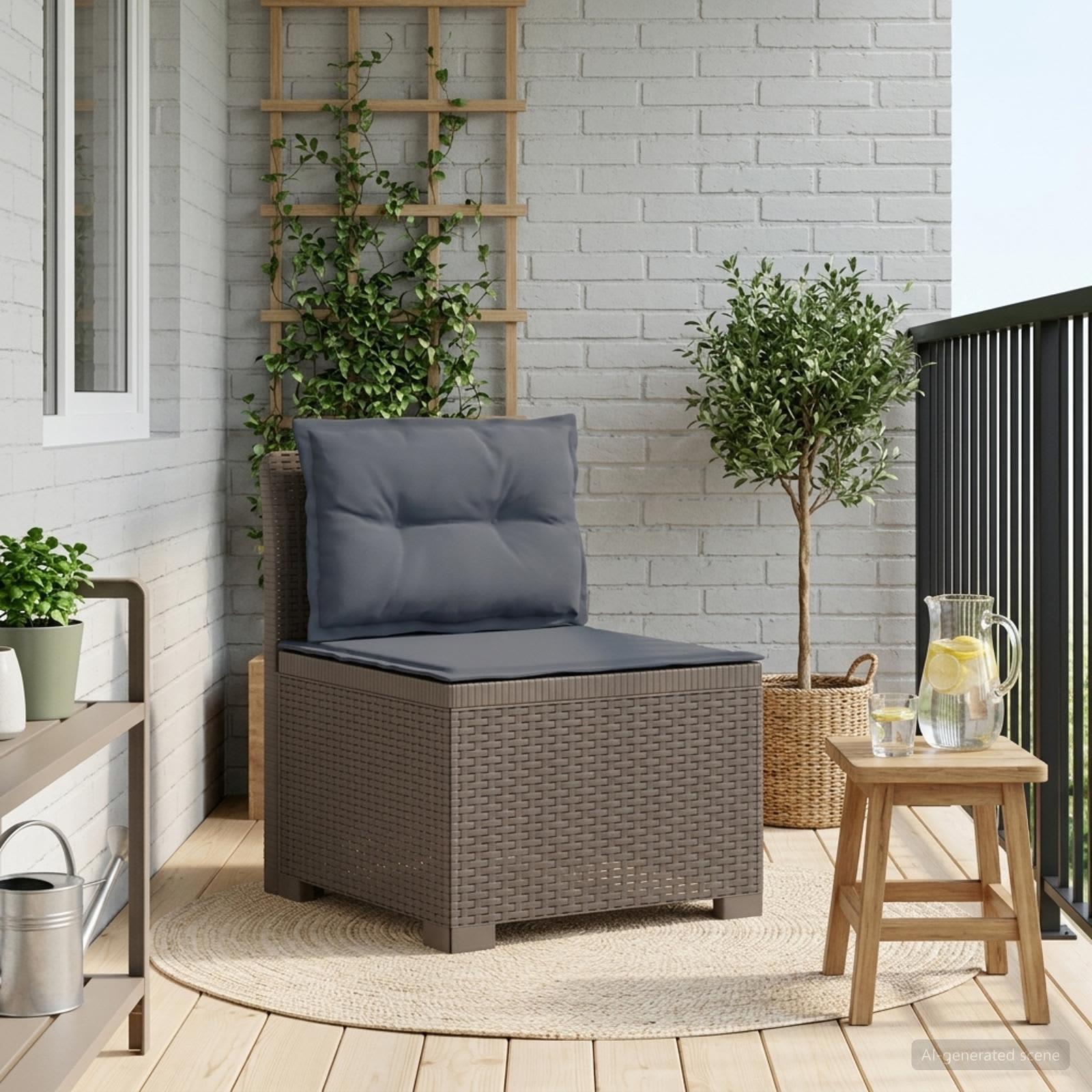vidaXL 1-personers Havemøbelsofa med Pudefyld Rattan Look PP Lysegrå
