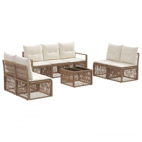 Havesofa sæt 8 stk. i beige polyrattan