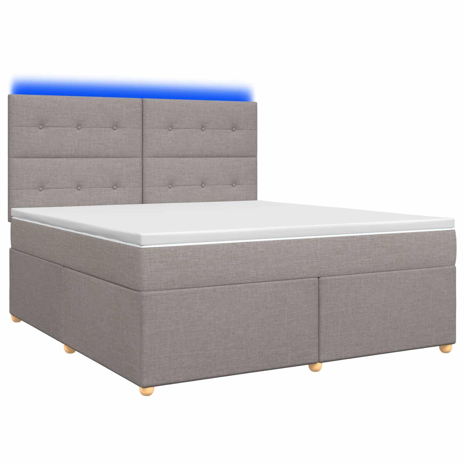 Boxspring seng med madras og topmadras 160 x 200 cm gråbrun med LED