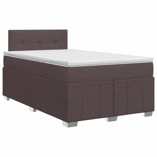 Boxmadras med topmadras 120 x 200 cm mørk brun stof