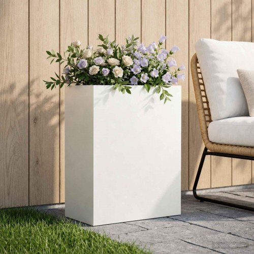 Have blomsterkrukke i hvid koldvalset stål 40 x 20 x 50 cm