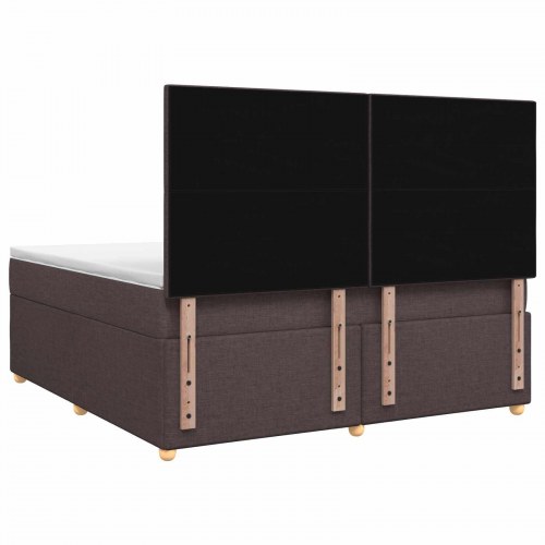 Boxspring seng med madras og topmadras 160 x 200 cm mørk brun stof