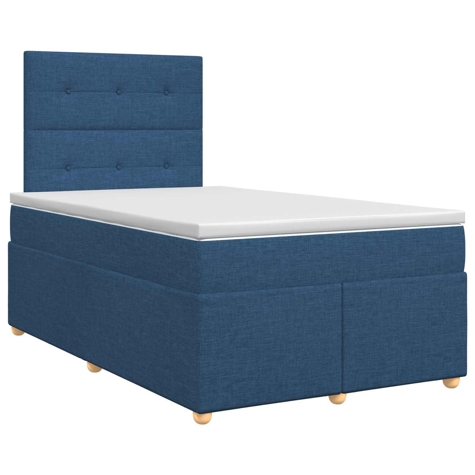 Boxmadras seng med topmadras og hovedgærde 120 x 190 cm - blå stof