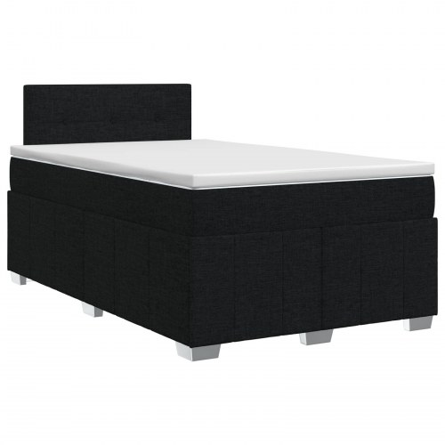 Boxmadras med topmadras og hovedgærde 120 x 200 cm sort stof
