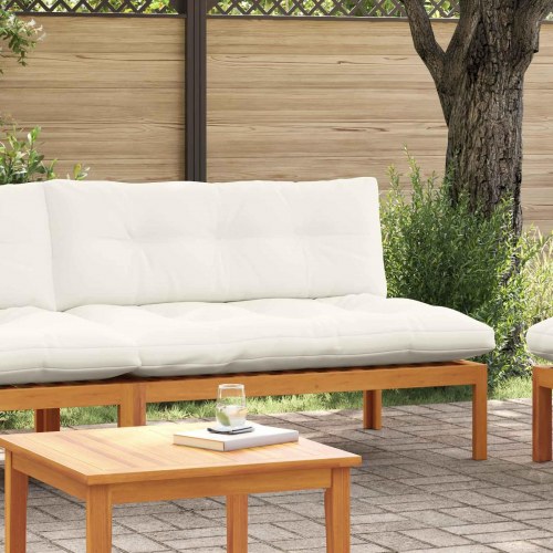 Mellemsofa i akacietræ med cremehvide puder - naturlig havesofa