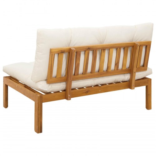 Mellemsofa i akacietræ med cremehvide puder - naturlig havesofa
